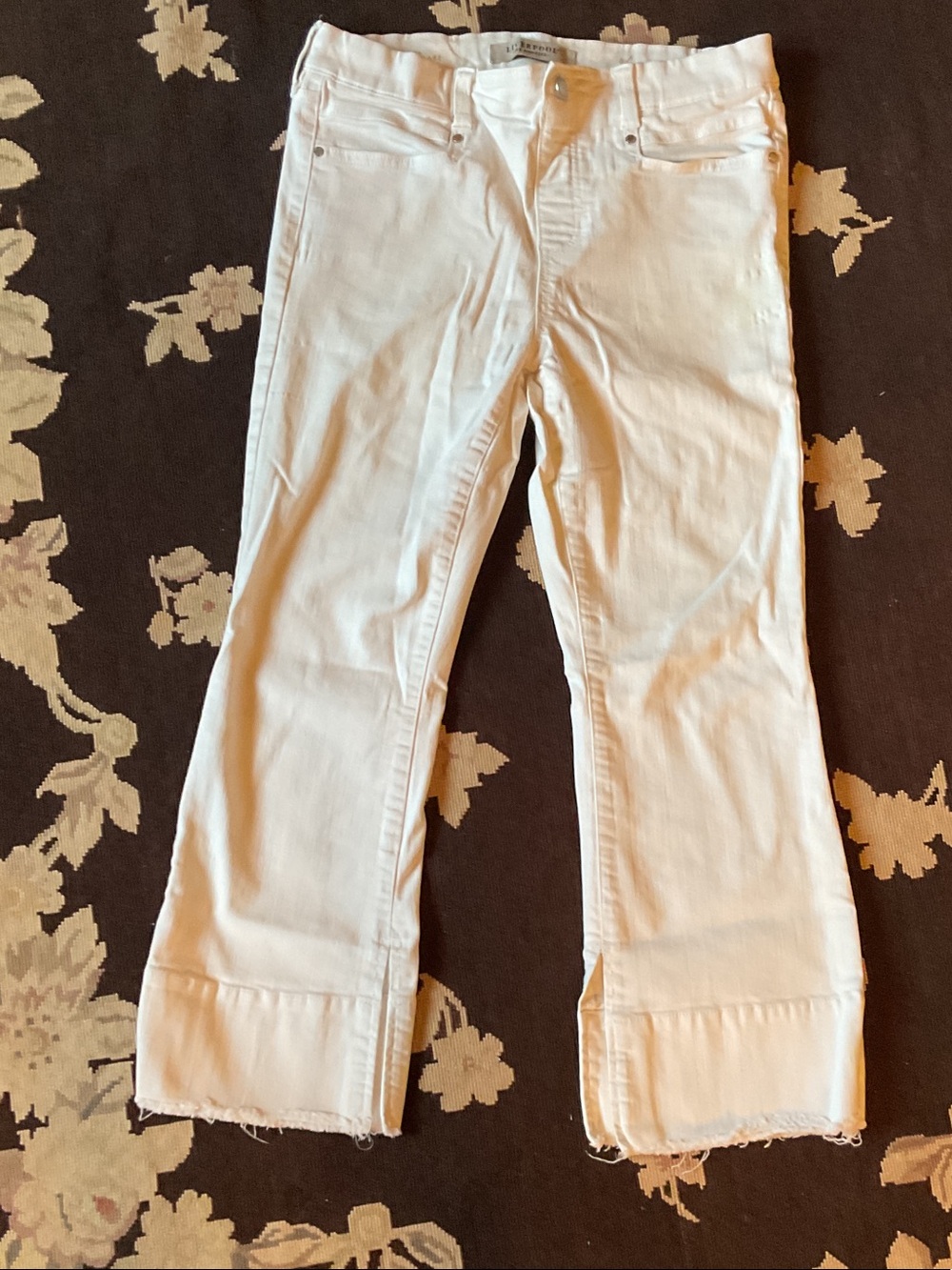 Liverpool Jeans Company White Wide-Leg Crop Jeans